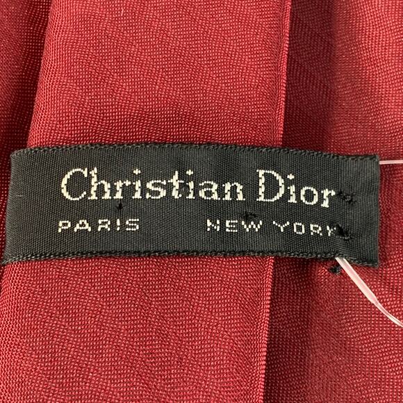 CHRISTIAN DIOR Burgundy Logo Tie - Picture 4 of 4